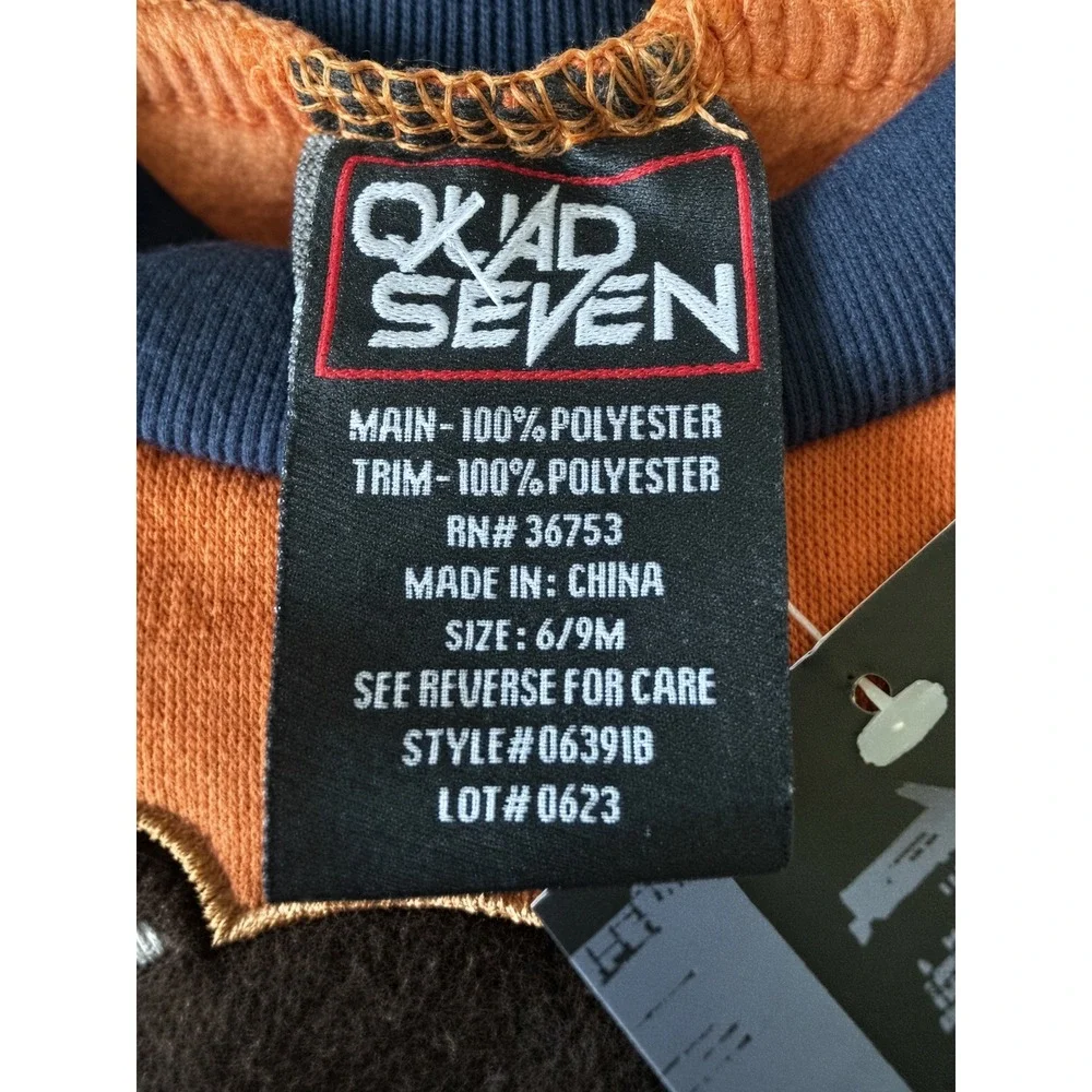 Quad Seven Baby Boys Bear Fleece Sweatshirt and Joggers Set Orange Navy 6/9M
